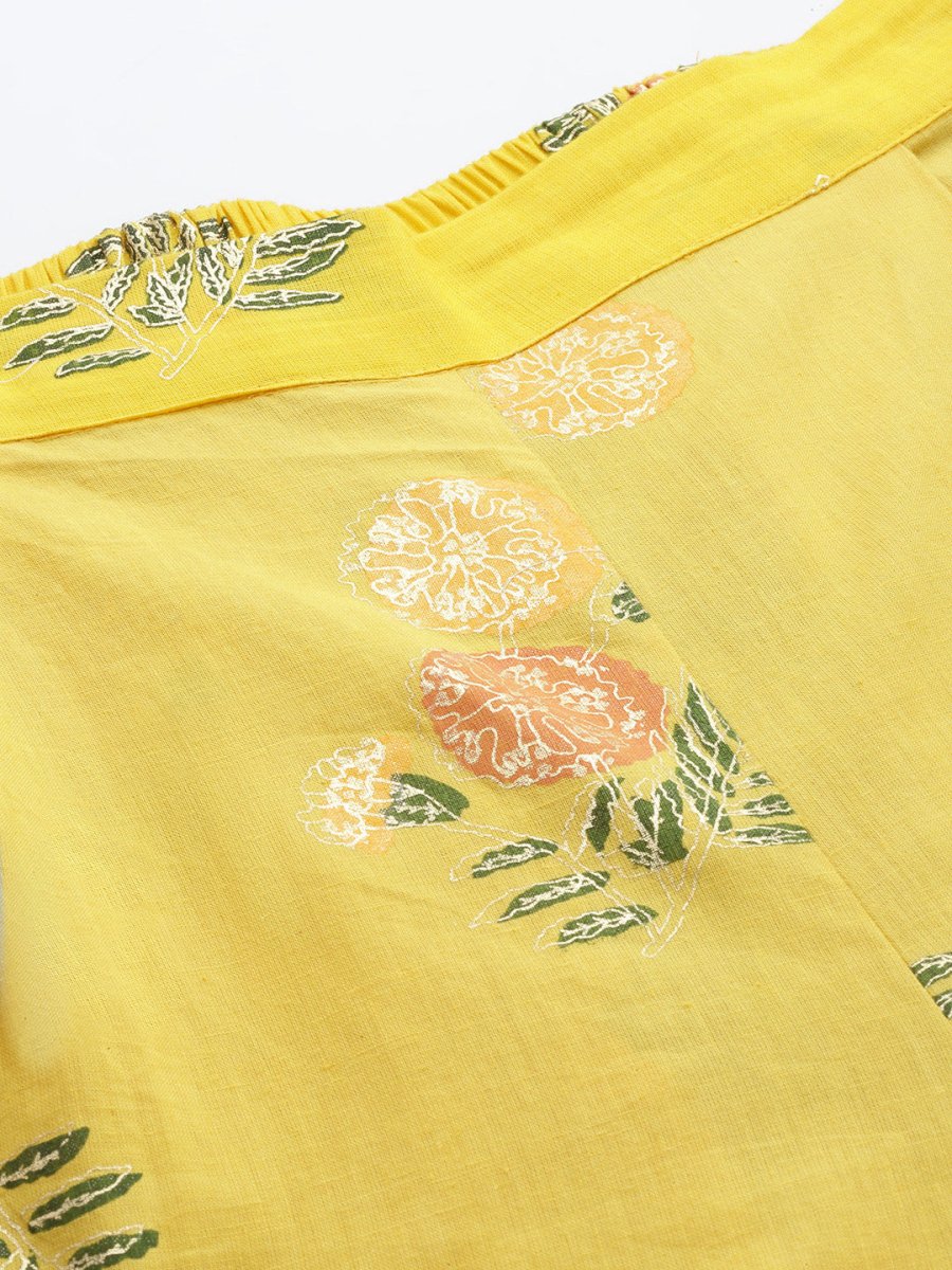 Ahalyaa Printed Pure Cotton Tunic With Palazzos | Grocsy