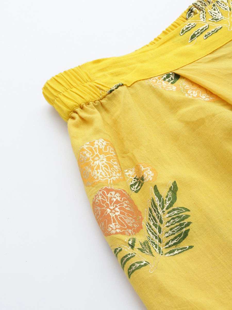 Ahalyaa Printed Pure Cotton Tunic With Palazzos | Grocsy