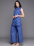 Ahalyaa Printed Pure Cotton Tunic With Palazzos | Grocsy