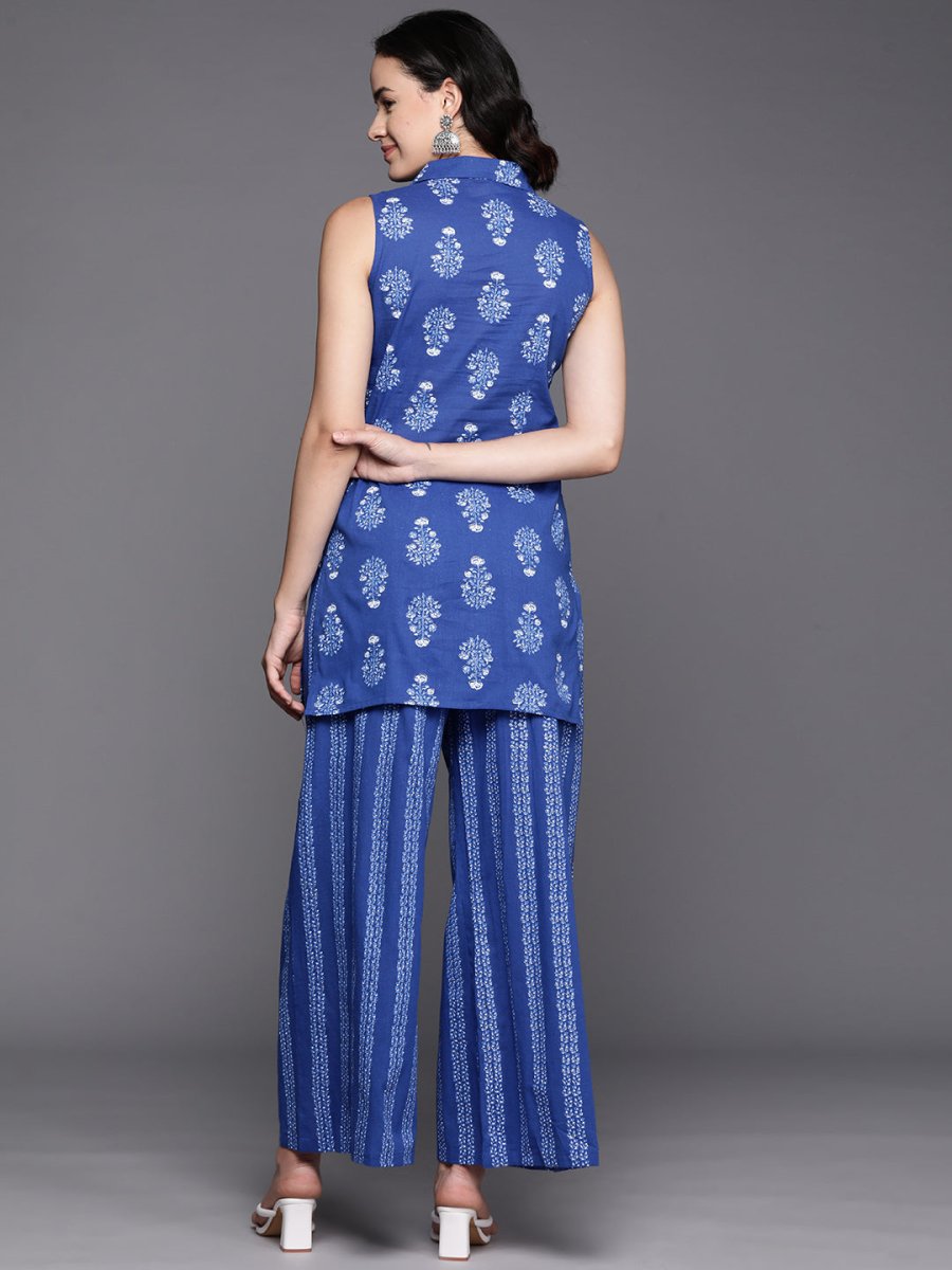 Ahalyaa Printed Pure Cotton Tunic With Palazzos | Grocsy
