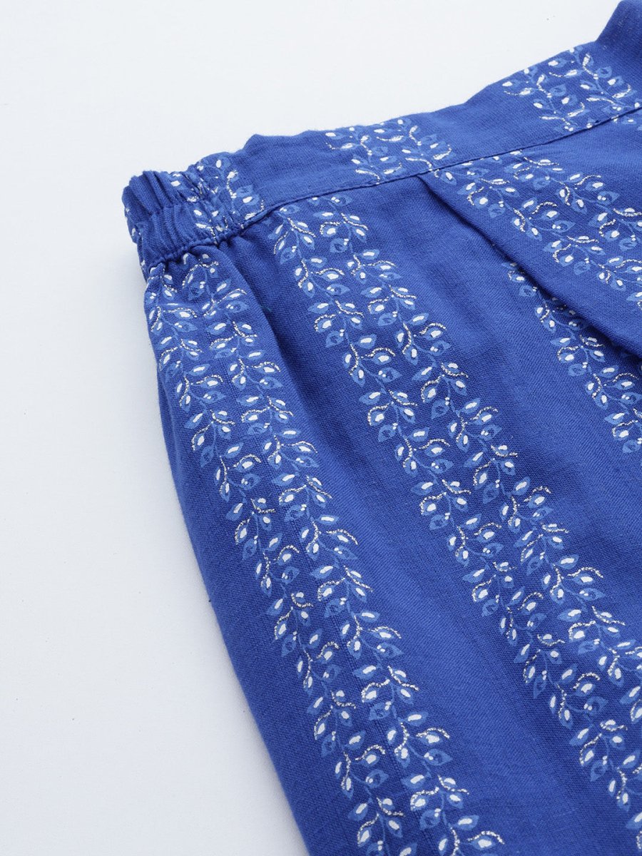 Ahalyaa Printed Pure Cotton Tunic With Palazzos | Grocsy