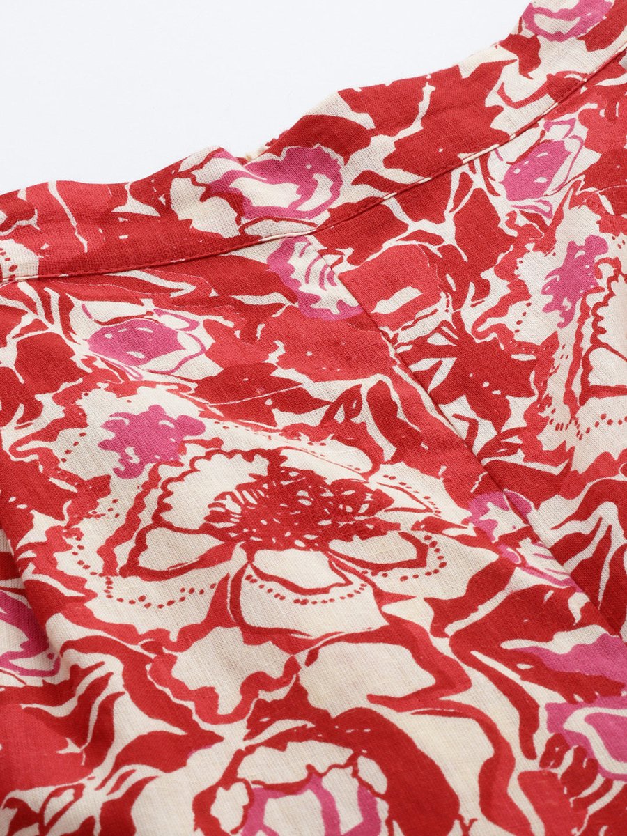 Ahalyaa Printed Pure Cotton Tunic With Palazzos | Grocsy