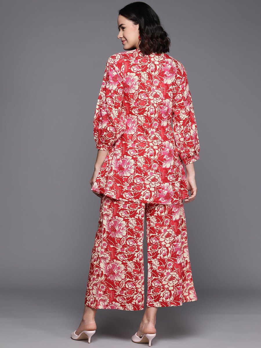 Ahalyaa Printed Pure Cotton Tunic With Palazzos | Grocsy