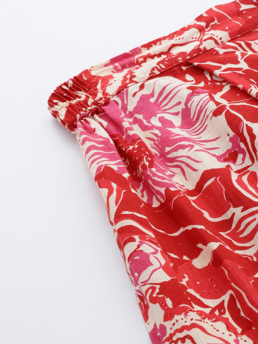 Ahalyaa Printed Pure Cotton Tunic With Palazzos | Grocsy