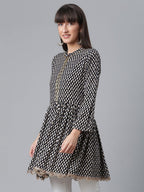 Ahalyaa Black & White Printed Tunic | Grocsy