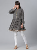 Ahalyaa Black & White Printed Tunic | Grocsy