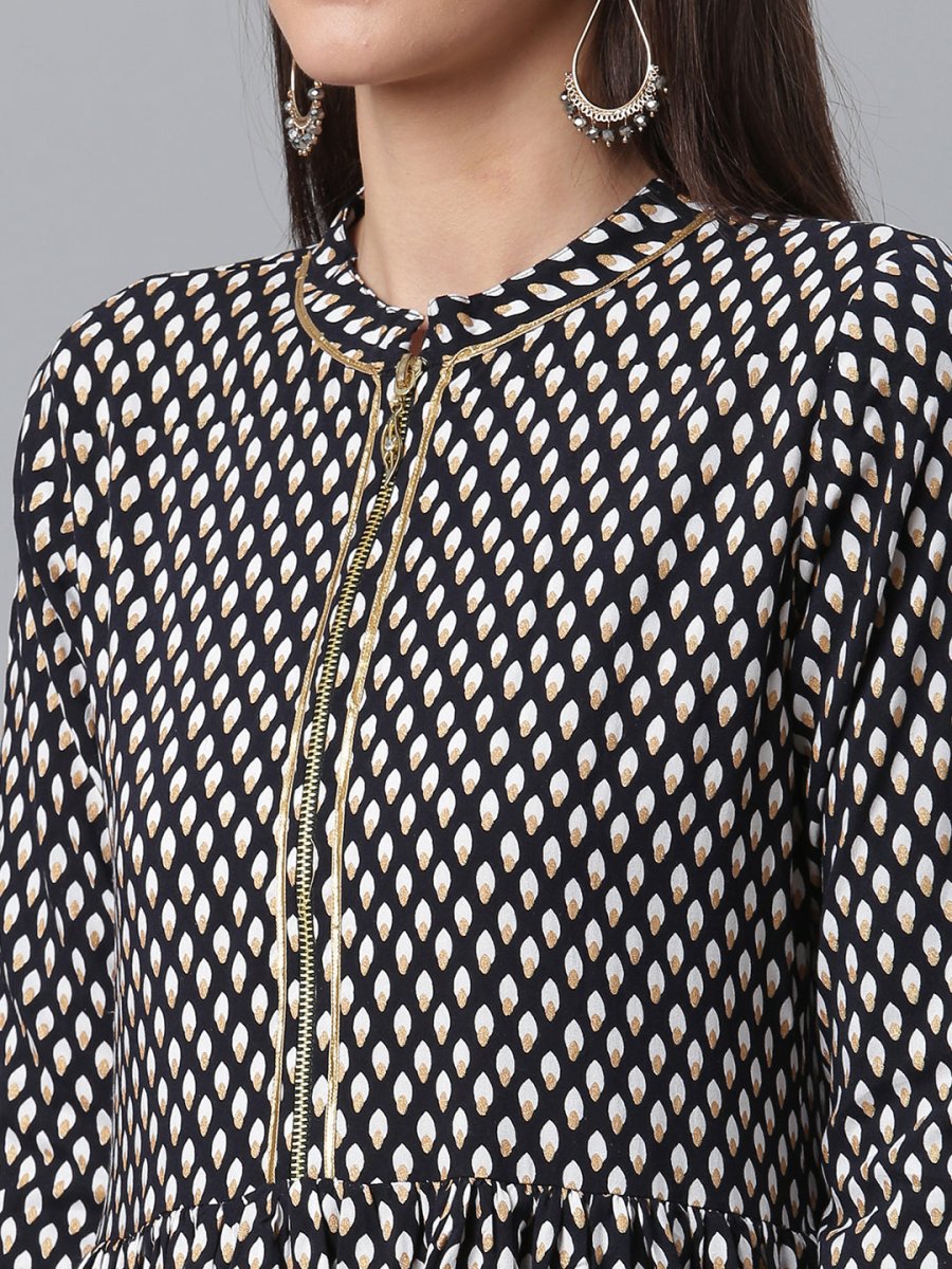 Ahalyaa Black & White Printed Tunic | Grocsy