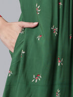 Ahalyaa Green & Pink Printed Tunic | Grocsy