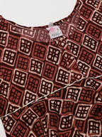 Ahalyaa Maroon & Beige Ethnic Printed Asymmetric Tunic | Grocsy
