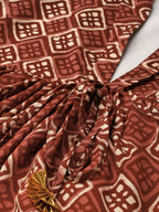 Ahalyaa Brown & Cream-Coloured Printed A-Line Tunic | Grocsy