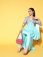 Ahalyaa Women Floral Printed Pleated Kurti with Sharara | Grocsy