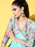 Ahalyaa Women Floral Printed Pleated Kurti with Sharara | Grocsy