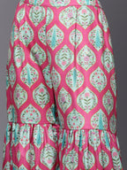 Ahalyaa Women Pink Ethnic Motifs Gotta Patti Velvet Kurta with Palazzos | Grocsy