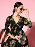 Ahalyaa Women Floral Printed Empire Gotta Patti Kurta with Sharara | Grocsy