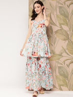 Ahalyaa Women Floral Printed Regular Kurti with Sharara | Grocsy