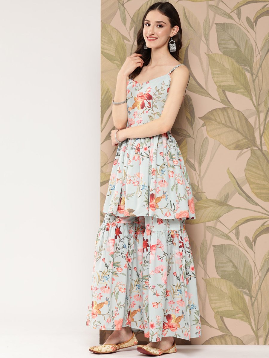 Ahalyaa Women Floral Printed Regular Kurti with Sharara | Grocsy