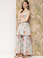 Ahalyaa Women Floral Printed Regular Kurti with Sharara | Grocsy