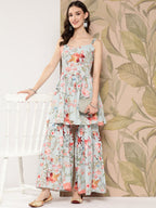 Ahalyaa Women Floral Printed Regular Kurti with Sharara | Grocsy