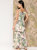 Ahalyaa Women Floral Printed Regular Gotta Patti Kurti with Sharara | Grocsy