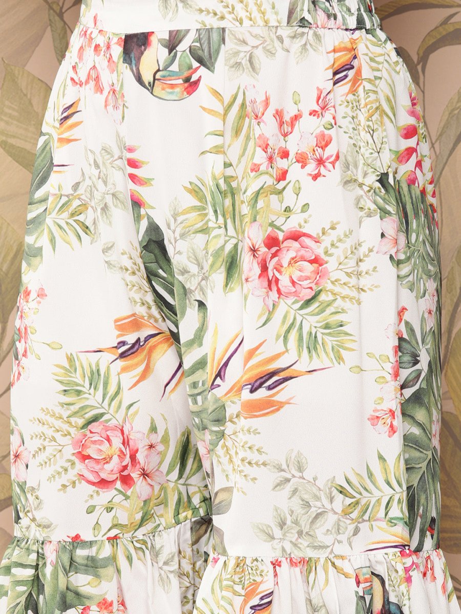 Ahalyaa Women Floral Printed Regular Gotta Patti Kurti with Sharara | Grocsy