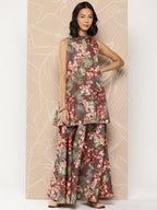 Ahalyaa Printed Crepe Tunic With Skirt | Grocsy