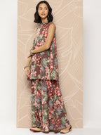Ahalyaa Printed Crepe Tunic With Skirt | Grocsy