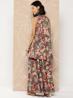 Ahalyaa Printed Crepe Tunic With Skirt | Grocsy