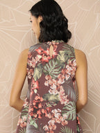 Ahalyaa Printed Crepe Tunic With Skirt | Grocsy