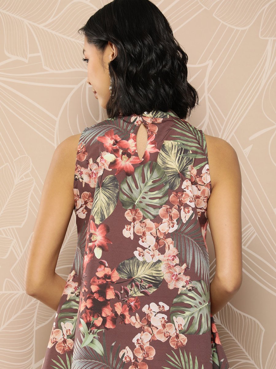 Ahalyaa Printed Crepe Tunic With Skirt | Grocsy
