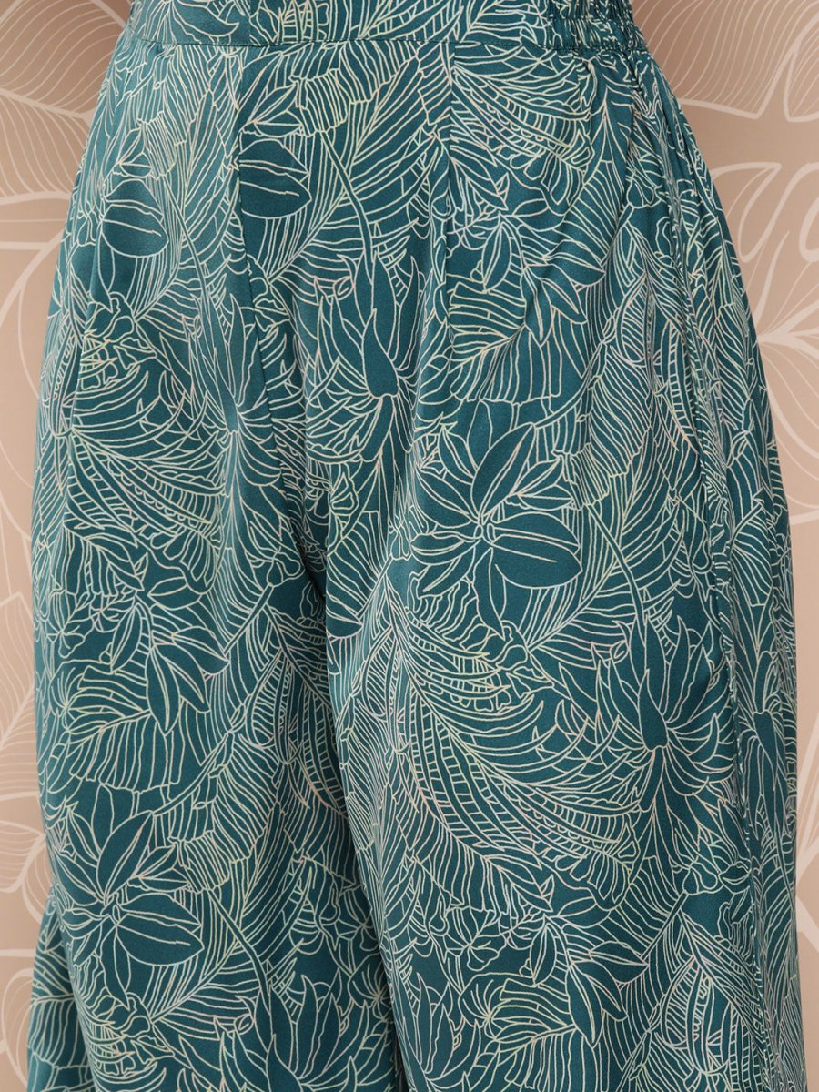Ahalyaa Printed Crepe Ethnic Halter Neck Tunic With Skirt | Grocsy
