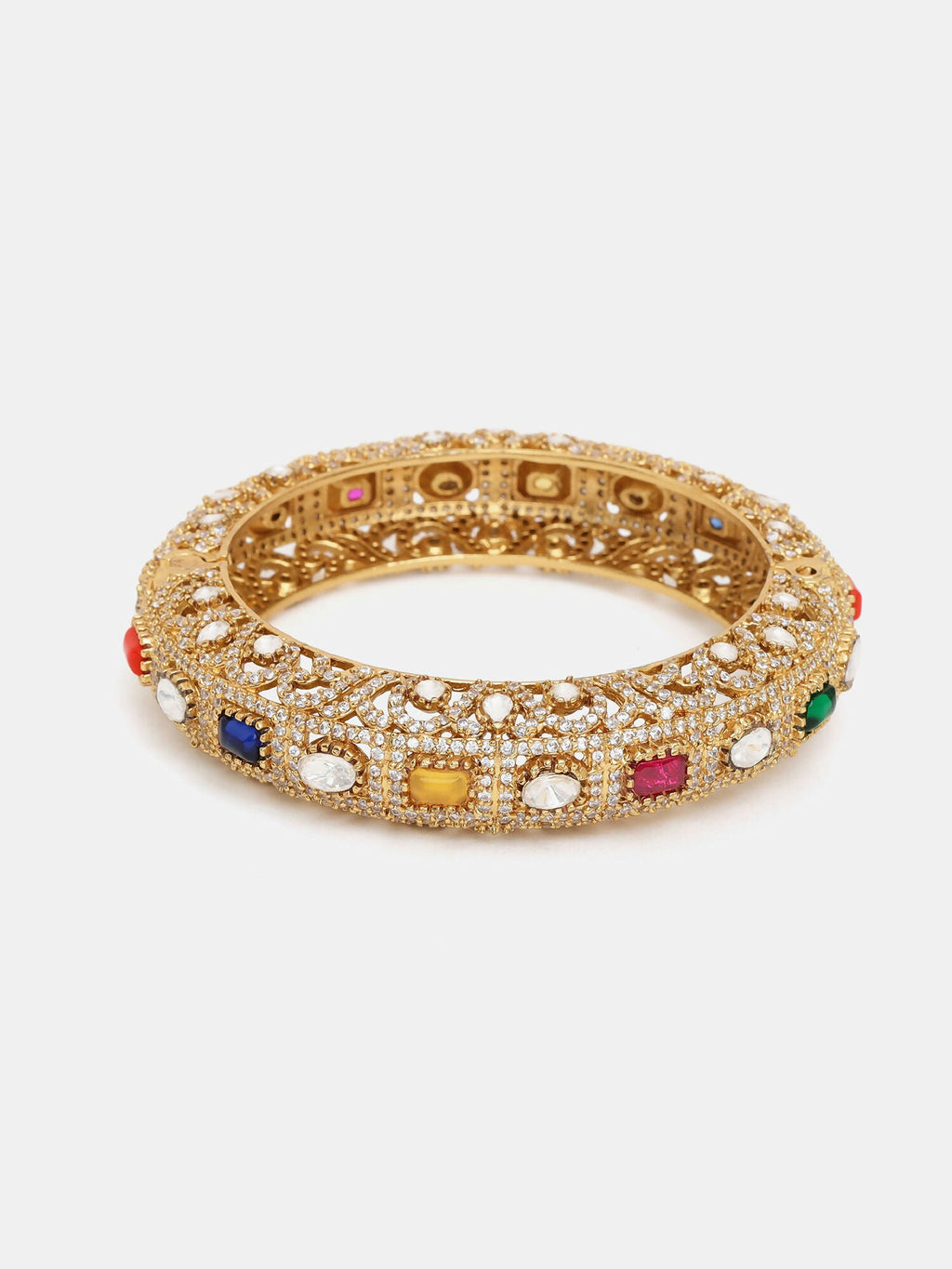 Ruby Raang 22k Gold Polished Multi Kundan Bracelet | Grocsy