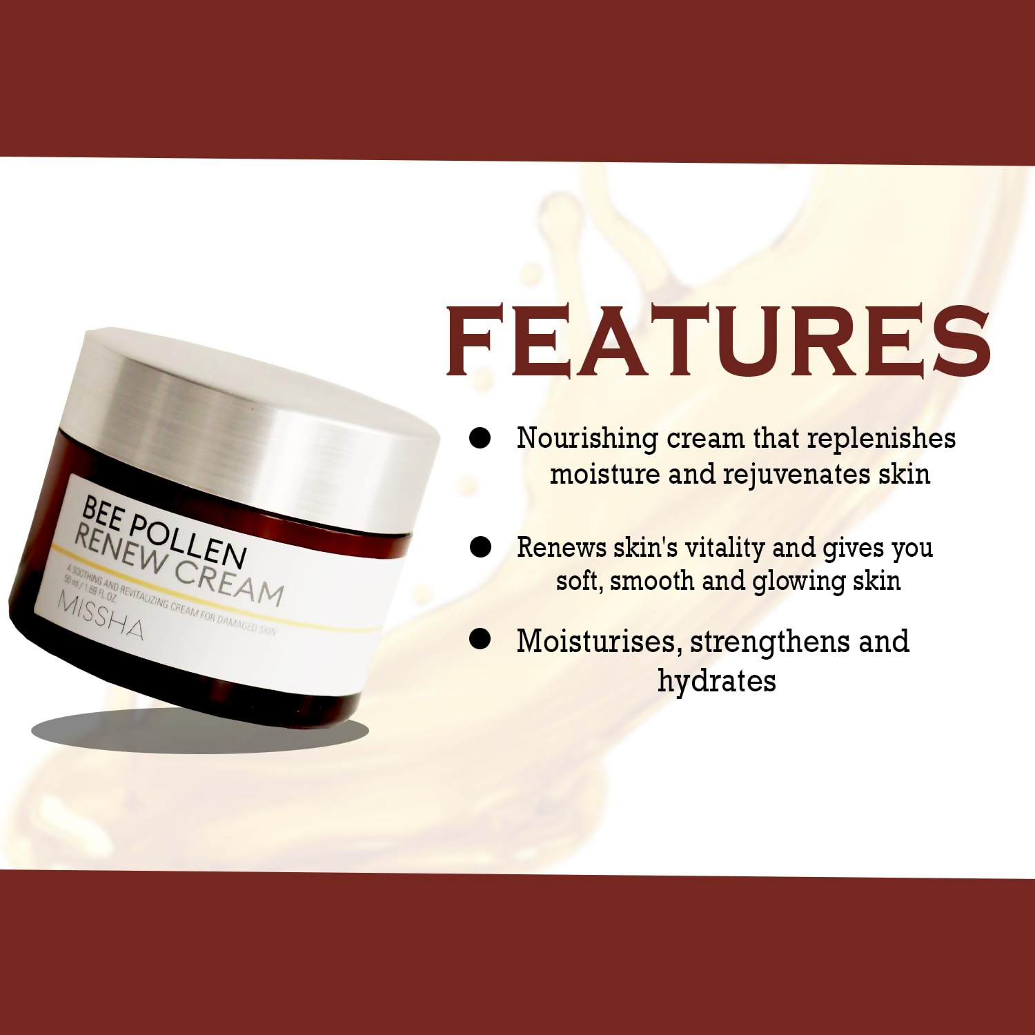 Missha Bee Pollen Renew Cream For Intense Hydration And Skin Barrier Support | Grocsy