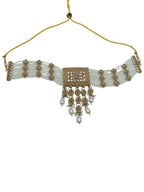 Jewel City Traditional Ethnic Antique Gold-Plated Pearl Bridal Choker Set with Earrings, Maang Tikka | Grocsy