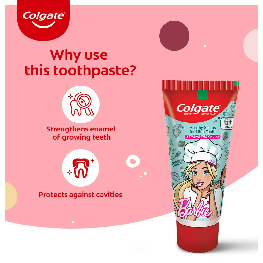Colgate Kid's Barbie Anticavity Toothpaste - Strawberry Flavor | Grocsy
