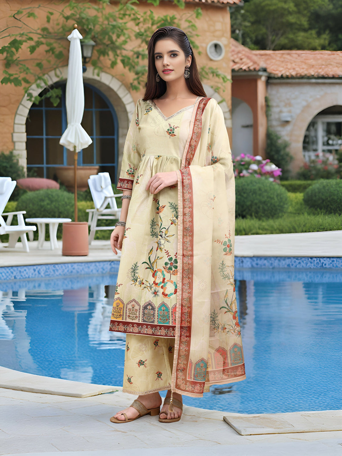 Joban Fashion Off White Position Digital Print With Position Foil Kurta Set | Grocsy