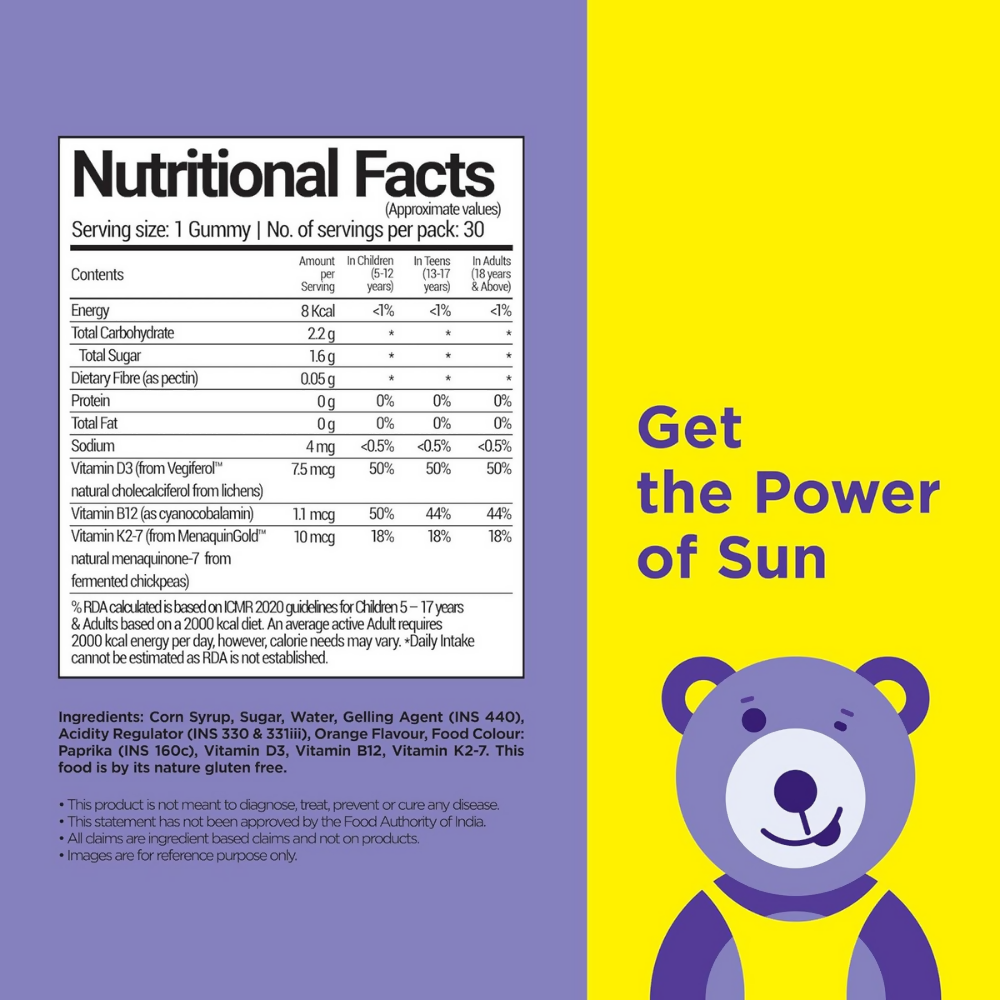 NutriBears Kids Vitamin D3,K2 & B12 Gummies | Grocsy