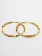 NVR Women's Set of 2 Gold-Polished Handcrafted Traditional Bangles