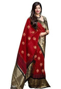 DEIANA'S Beautiful Designer Golden zari Soft Lichi Silk Saree - Red | Grocsy