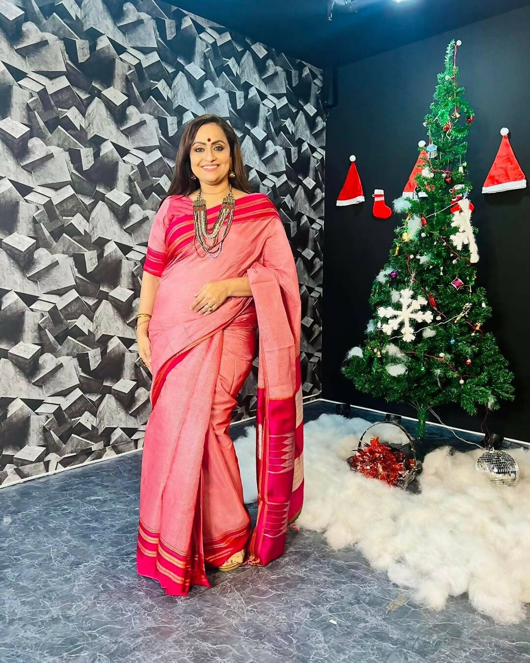 Very Much Indian Handloom Cotton Viscose Ilkal Saree Pink | Grocsy