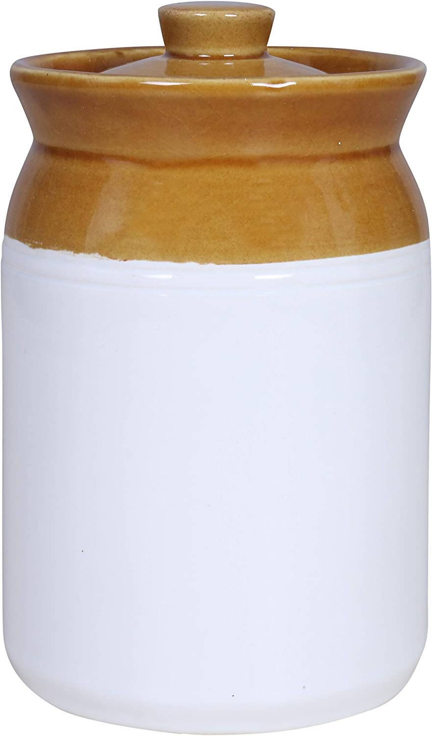 Raj Royal Cream Pottery Hand Painted Ceramic Cornichon Storage Jar for Pickle | Grocsy