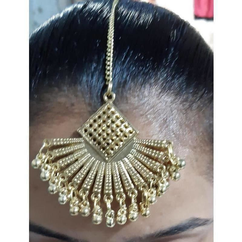 MS Fashion India Gold-Polished Bridal Maang Tikka | Grocsy