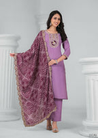 Ethnic Festive Wear Rayon Wine Stitched Suit With Dupatta - Tanisha | Grocsy