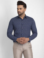 Jainish Navy Blue Printed Formal Shirt ( JSF 426Navy ) | Grocsy