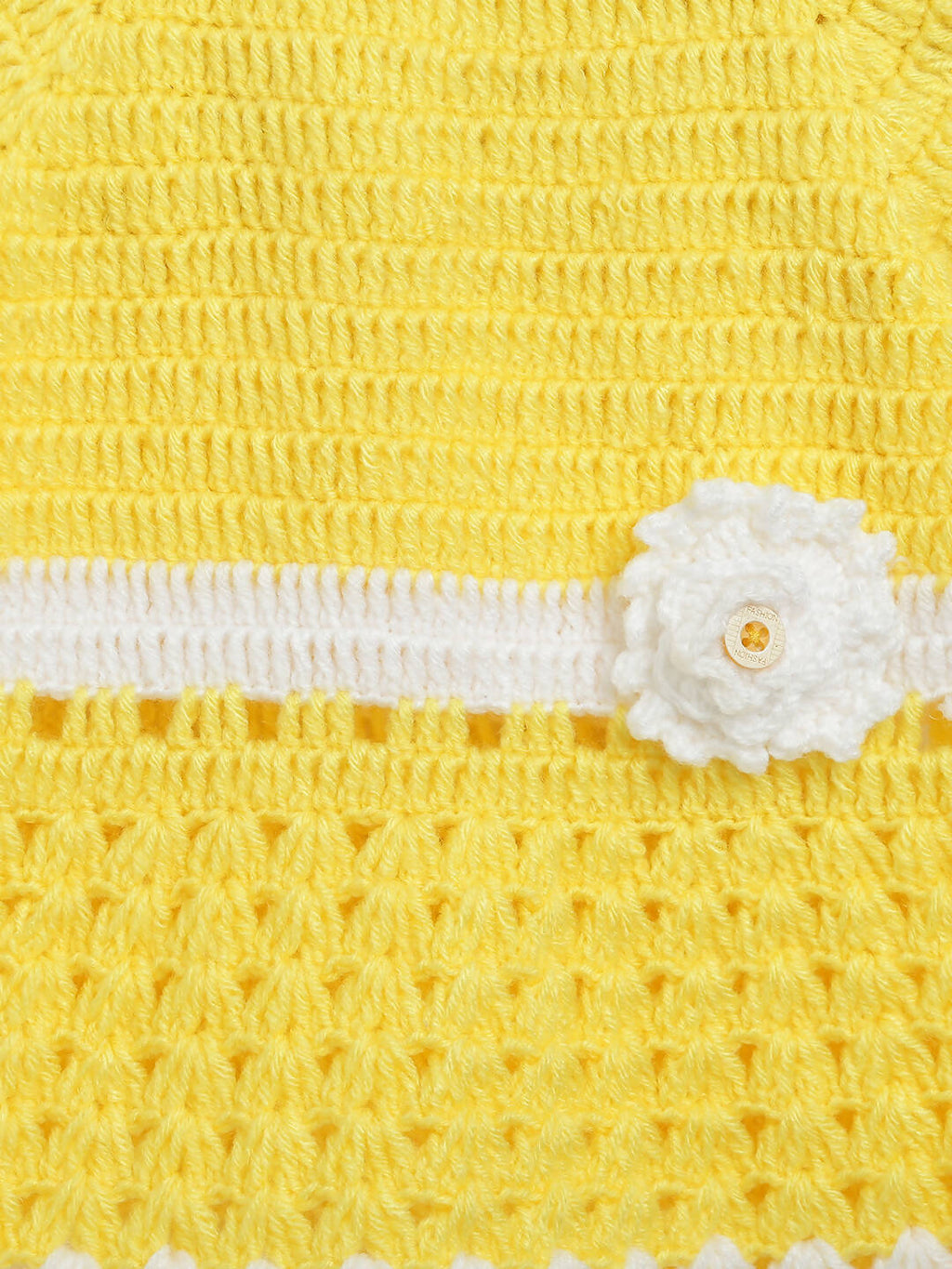 ChutPut Hand knitted Crochet Haldi Wool Dress For Baby Girls - Yellow | Grocsy