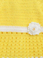 ChutPut Hand knitted Crochet Haldi Wool Dress For Baby Girls - Yellow | Grocsy