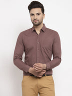 Jainish Men's Cotton Solid Brown Formal Shirt's ( SF 361Brown ) | Grocsy