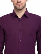 Jainish Men's Cotton Solid Burgundy Purple Formal Shirt's ( SF 361Burgundy ) | Grocsy