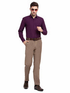 Jainish Men's Cotton Solid Burgundy Purple Formal Shirt's ( SF 361Burgundy ) | Grocsy