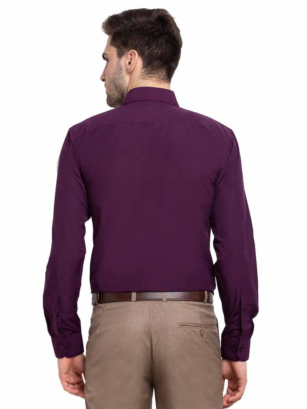Jainish Men's Cotton Solid Burgundy Purple Formal Shirt's ( SF 361Burgundy ) | Grocsy