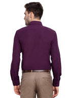Jainish Men's Cotton Solid Burgundy Purple Formal Shirt's ( SF 361Burgundy ) | Grocsy